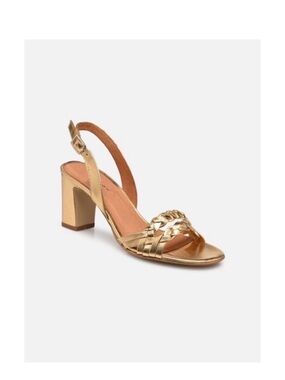 Jonak Metallic Gold Braided Slingback Heels